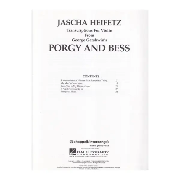 Selections from Porgy and Bess - Violin and Piano