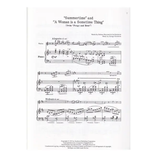 Selections from Porgy and Bess - Violin and Piano