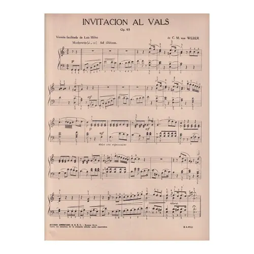Invitacion Al Vals - Op.65 - Piano  (Edição Antiga)