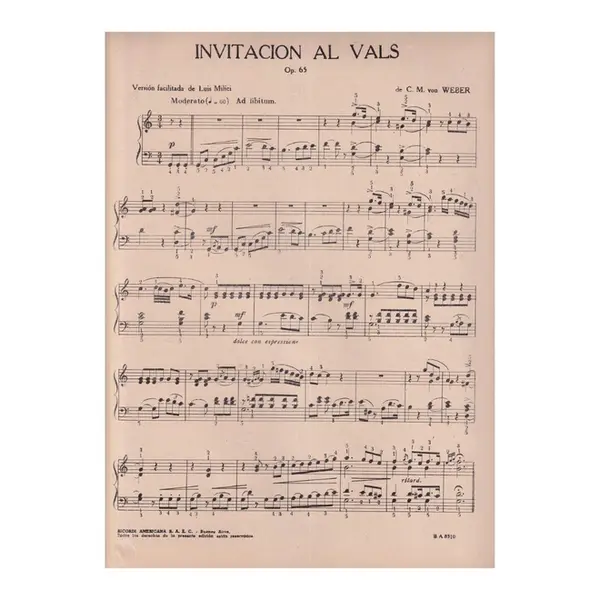 Invitacion Al Vals - Op.65 - Piano  (Edição Antiga)