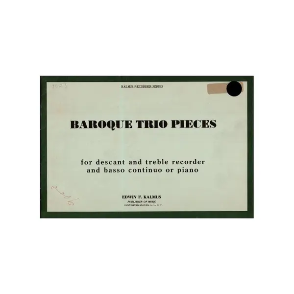 Baroque Trio Pieces for descant and treble recorder and piano
