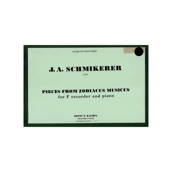 Pieces from Zodiacus Musicus for F recorder and piano
