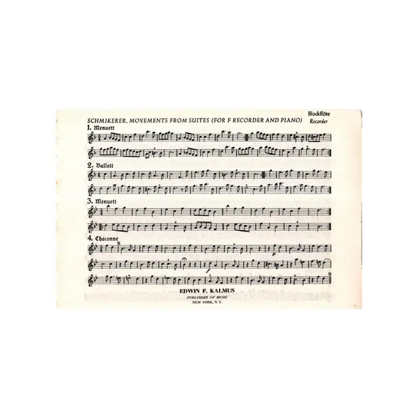 Pieces from Zodiacus Musicus for F recorder and piano