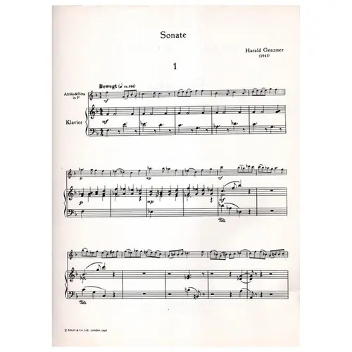 Sonate fur altblockflote und klavier