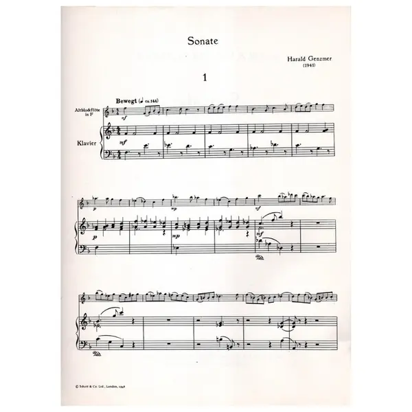 Sonate fur altblockflote und klavier
