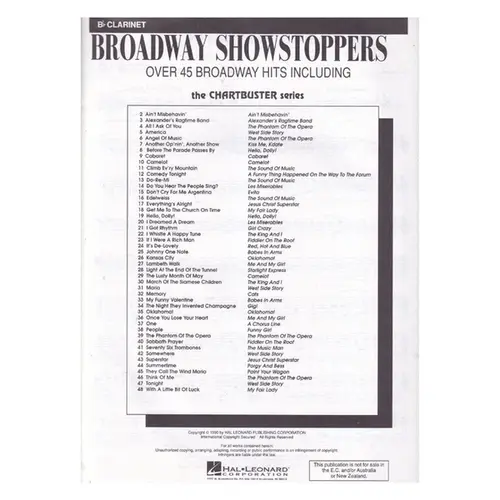 Broadway Showstoppers - Clarinet