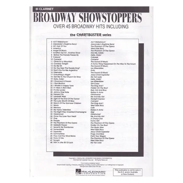 Broadway Showstoppers - Clarinet