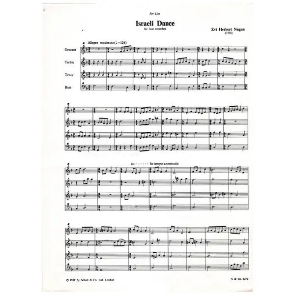 Israeli Dance for four recorders