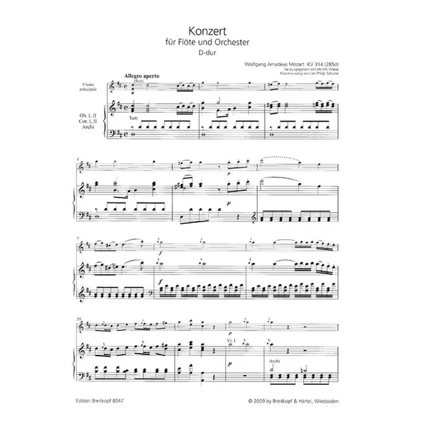Flotenkozert nr.2 D-dur DV 314 - piano reduction