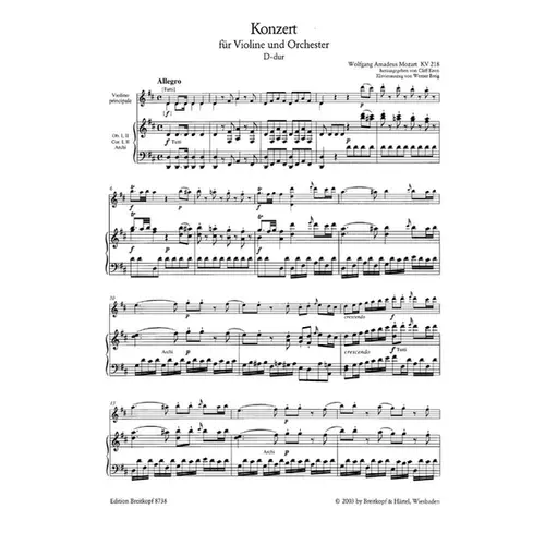 Concerto for violin and orchestra in D-major KV 218 - piano reduction