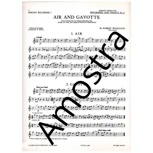 Air and Gavotte for two descants and piano