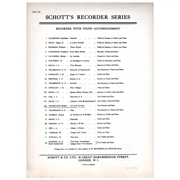 Air and Gavotte for two descants and piano