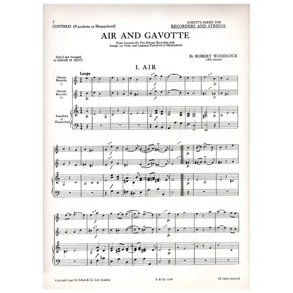 Air and Gavotte for two descants and piano