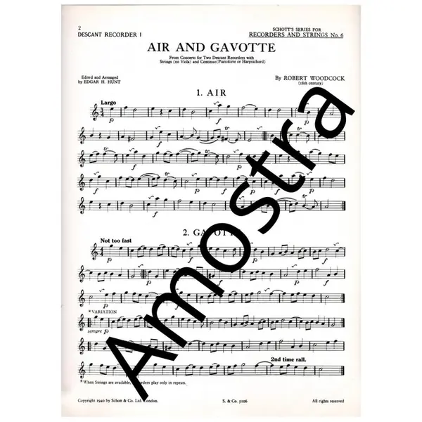 Air and Gavotte for two descants and piano