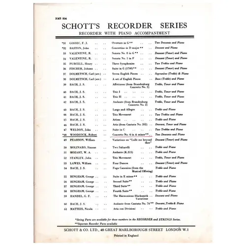 Concerto n. 4 in A minor for two descants and piano
