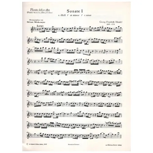 Sonate I c-moll fur altblockflote, violino und basso continuo