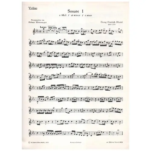 Sonate I c-moll fur altblockflote, violino und basso continuo