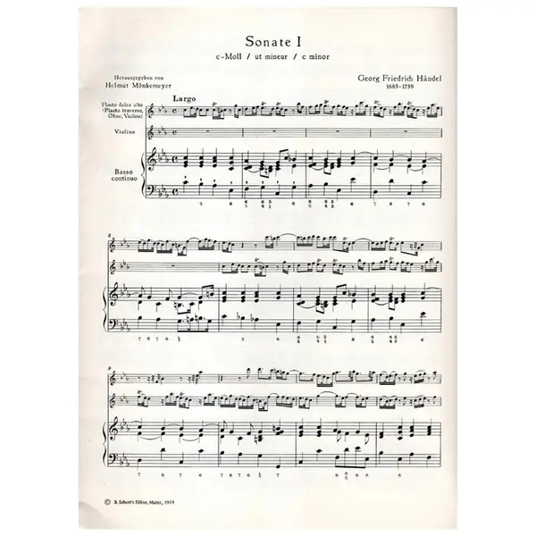 Sonate I c-moll fur altblockflote, violino und basso continuo