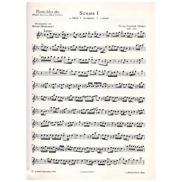 Sonate I c-moll fur altblockflote, violino und basso continuo