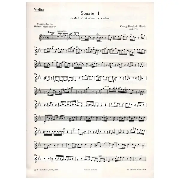 Sonate I c-moll fur altblockflote, violino und basso continuo