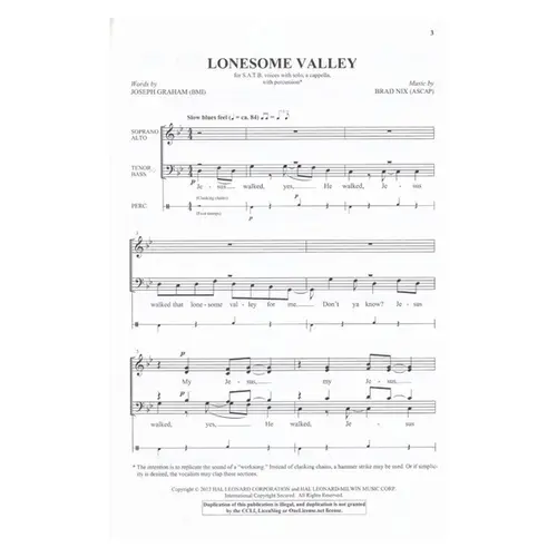 Lonesome Valley (SATB) a capella