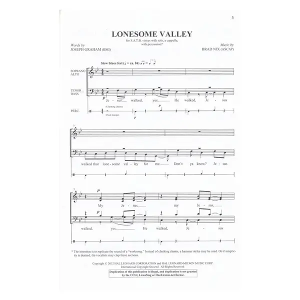 Lonesome Valley (SATB) a capella