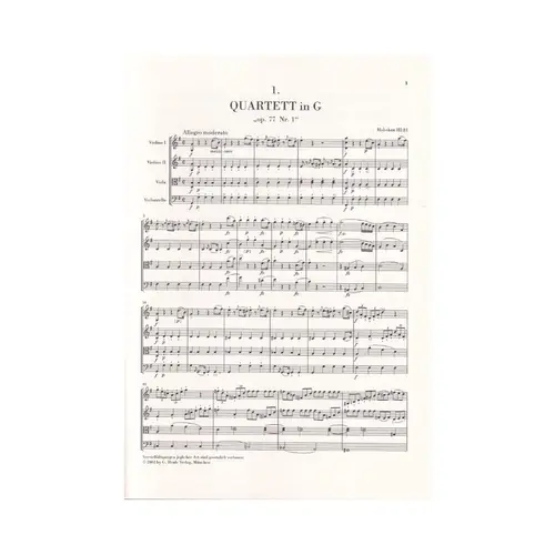 String Quartets Book XI op. 77 and 103 (Lobkowitz-Quartets and last Quartet)  (Studien Edition)