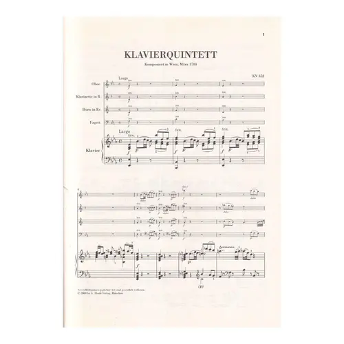 Quintett Fur Klavier Und Blaser - Kv 452