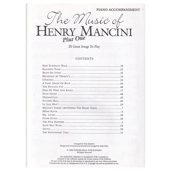 The Music of Henry Mancini - Piano Accompaniment