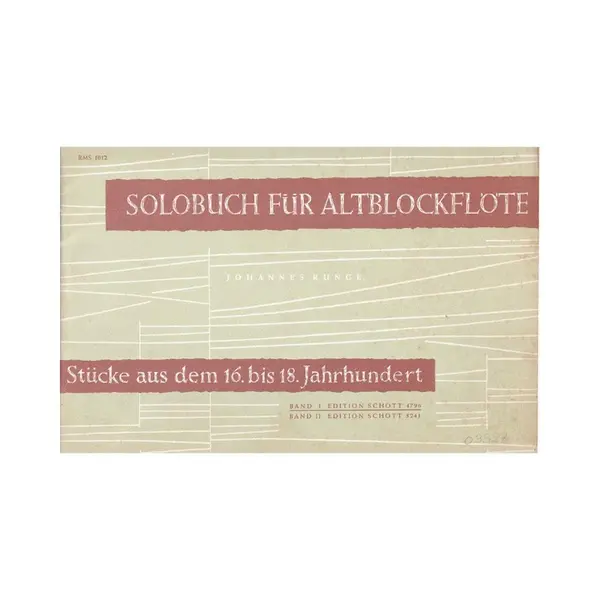 Solobuch Fur Altblockflote - Vol.1