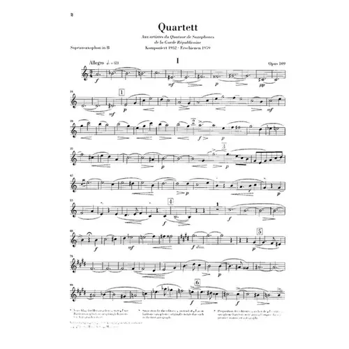 Saxophone Quartet B flat major op. 109