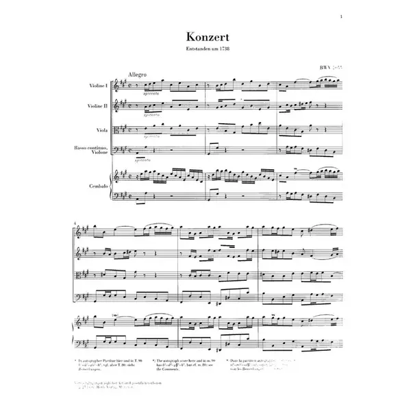 Harpsichord Concerto no. 4 A major BWV 1055 - Score