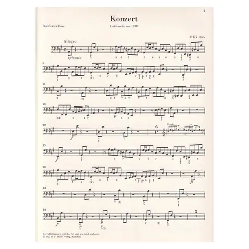 Harpsichord Concerto no. 4 A major BWV 1055 - Bass
