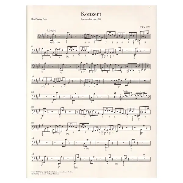 Harpsichord Concerto no. 4 A major BWV 1055 - Bass