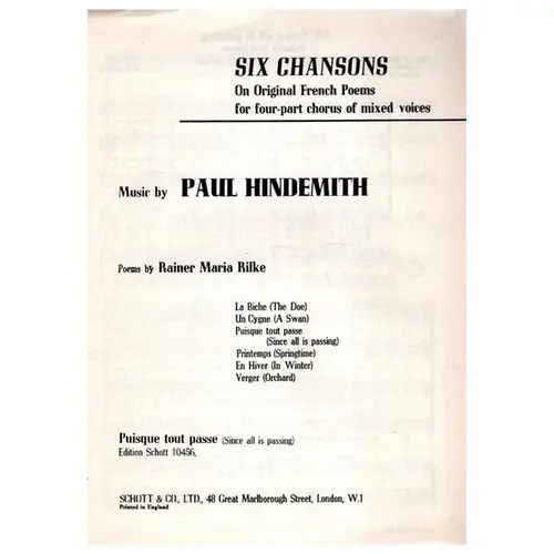 Six Chansons - III. Since all is passing