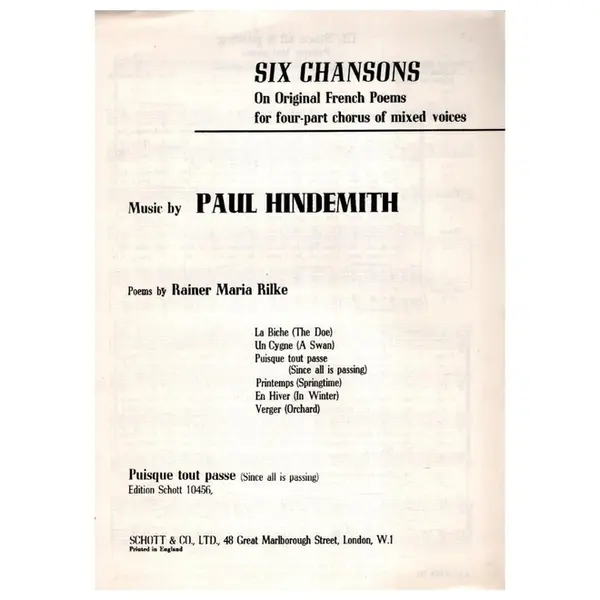 Six Chansons - III. Since all is passing