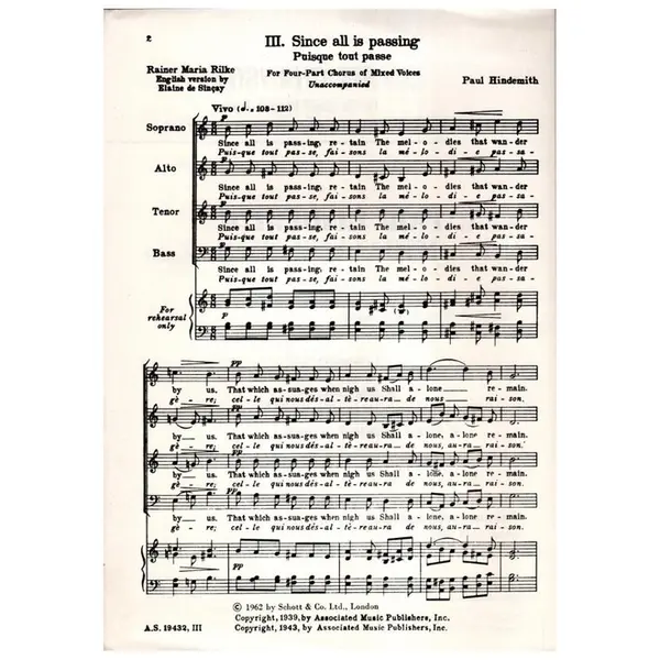Six Chansons - III. Since all is passing