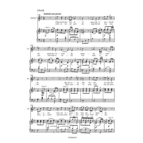 Atto d'Orfeo from "Le feste d'Apollo"- Parma Version 1769 - Vocal Score