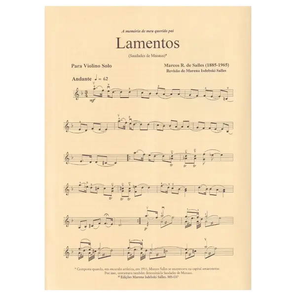 Lamentos (Saudades De Manaus) - Op.37
