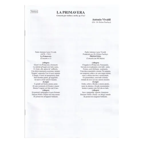 La Primavera - Concerto per violino e archi Op.8 n.1 (regente e partes)