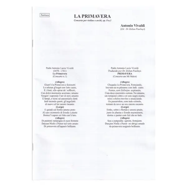 La Primavera - Concerto per violino e archi Op.8 n.1 (regente e partes)