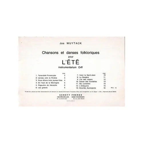 Chansons Et Danses Folkloriques Pour L´Ete