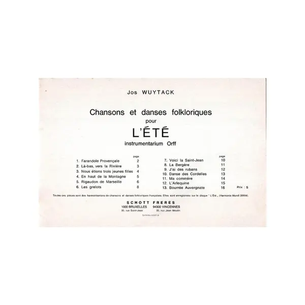 Chansons Et Danses Folkloriques Pour L´Ete
