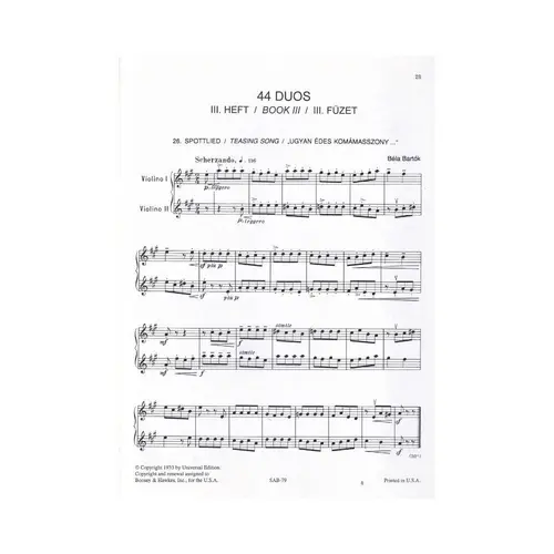 44 Duets Vol.2 (Ns.26 - 44) For Two Violins
