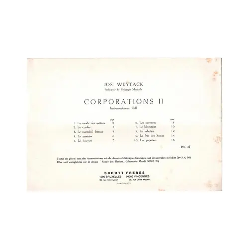 Les Corporations  avec instrumentarium Orff - Vol.2