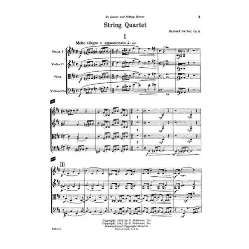 String Quartet, Op. 11 - study score