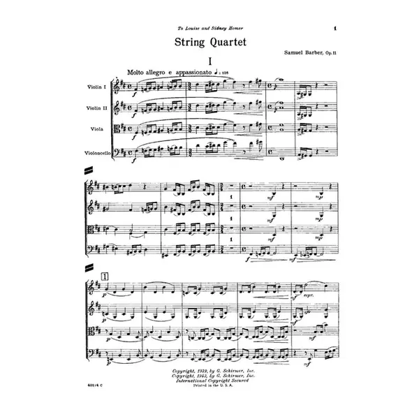 String Quartet, Op. 11 - study score