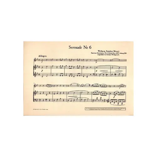 Sechs Serenaden - VI B Dur - fur altblockfloten und klavier