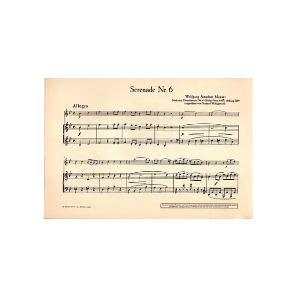 Sechs Serenaden - VI B Dur - fur altblockfloten und klavier