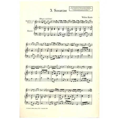 Sonatine N.3 Fur C Blockflote